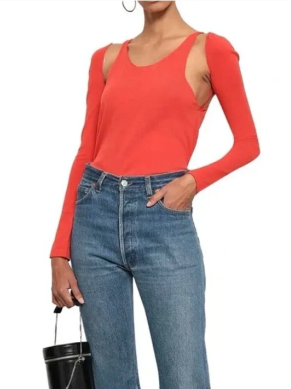 NEW Helmut Lang Re-edition Tank With Sleeves Solid Archive Orange Knit Luxury